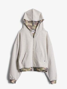 MNML Beige Hoodie with Camo Trim